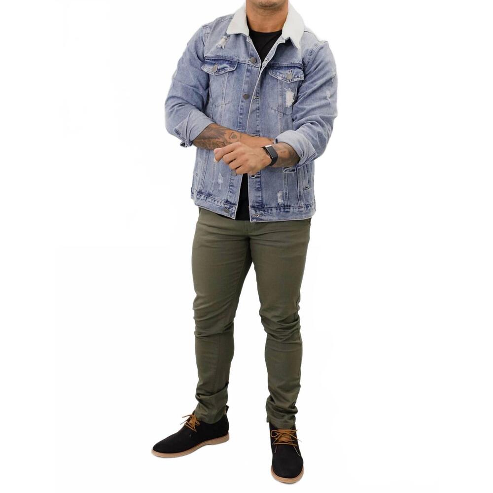 NEW VICTORIOUS carter sherpa collar jacket in denim